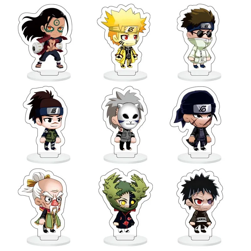 9PCS/SET Anime Uzumaki Naruto Akatsuki Bijuu Uchiha Itachi Sasori Cosplay Acrylic Figure Stand Model Plate Desk Decor Gift