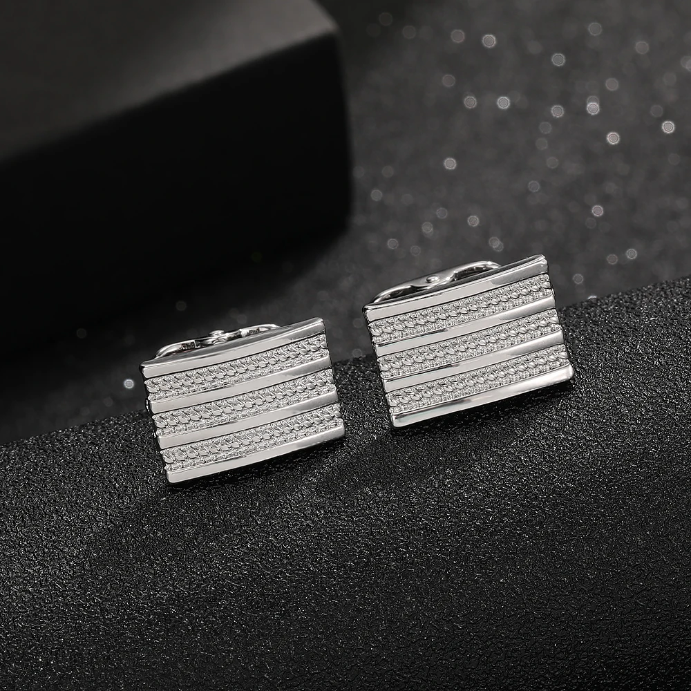 Punk Curved Square Shaped Iceed Mens Cufflinks Golden Black Silver Tones Geometry Sleeve Button Whale Back Closure