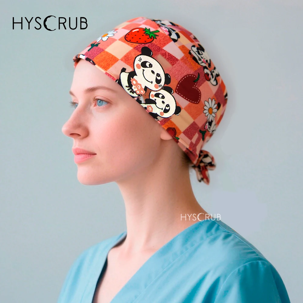 

Cute Panda Printed Surgical Hat Cotton breathable Scrub Cap