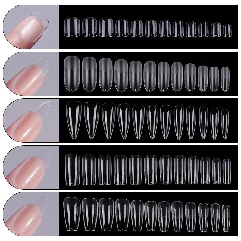 ปลายเล็บปลอมแบบกดติด 120 ชิ้น ทรงอัลมอนด์ สี่เหลี่ยม ทรงโลงศพ แบบเฟรนช์ สำหรับต่อเล็บเจลแบบถอดออกได้
