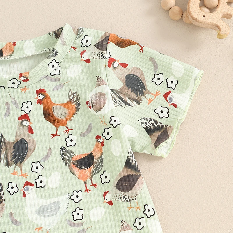 Newborn Baby Boy Girl Summer Clothes Country Farm Short Sleeve Western T-shirt Tops Shorts Set Animal Outfits