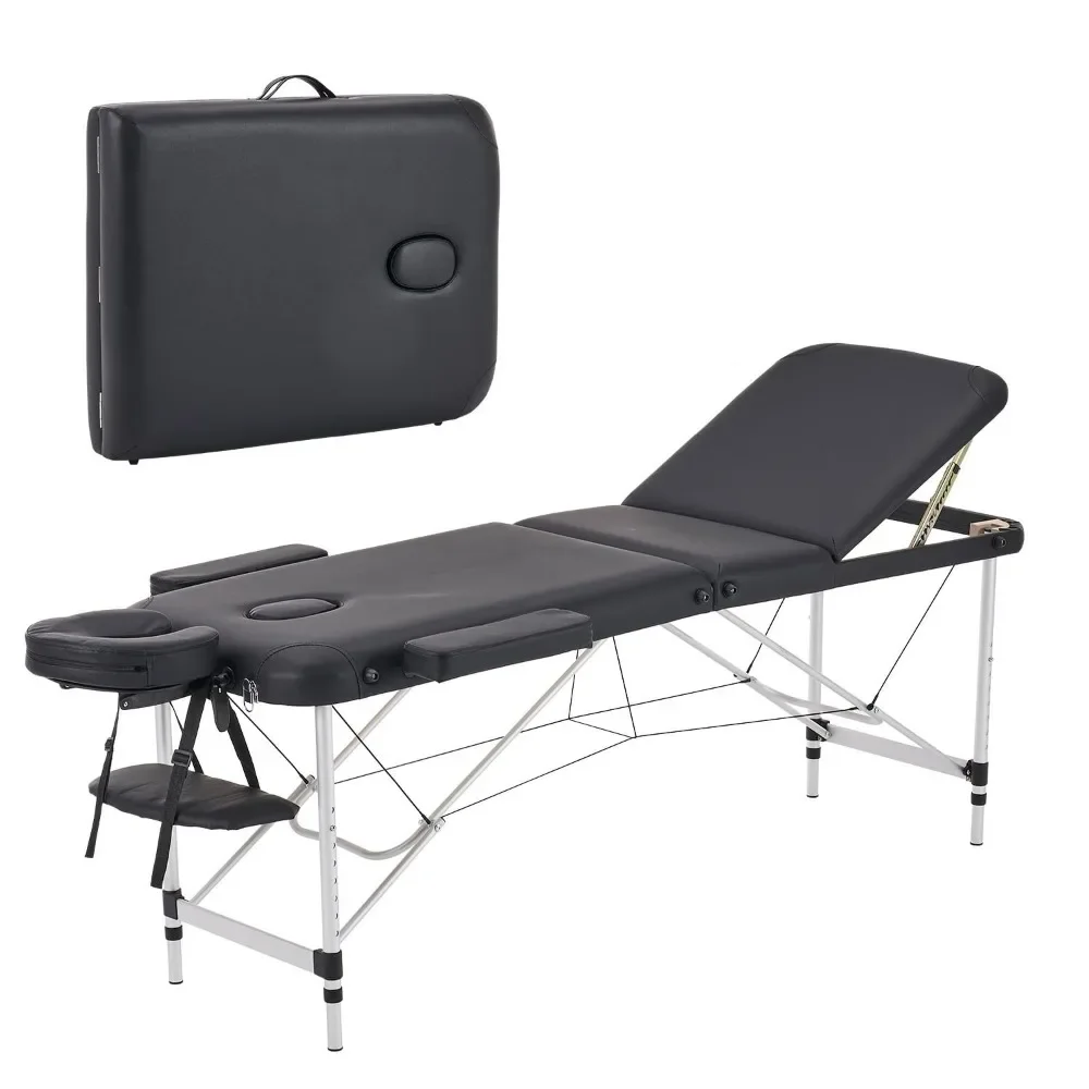 

Massage Tables, Eyelash Extensions Professional Aluminum 3 Folding Lightweight Height Adjustable Facial Spa, Portable Lash Bed
