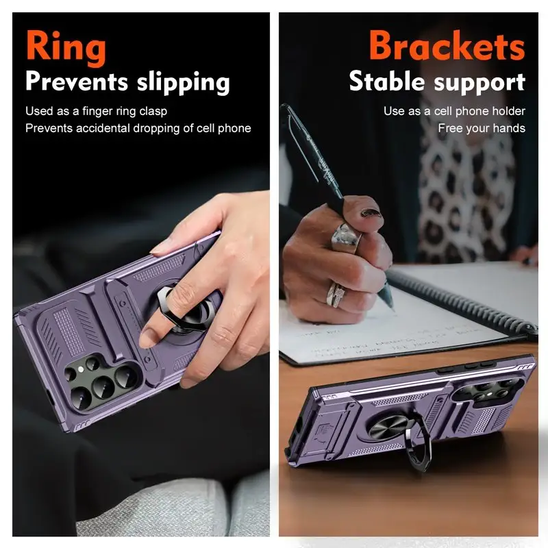 Card Holder Phone Case with Magnetic Kickstand for Samsung Galaxy S23, S24 & S25