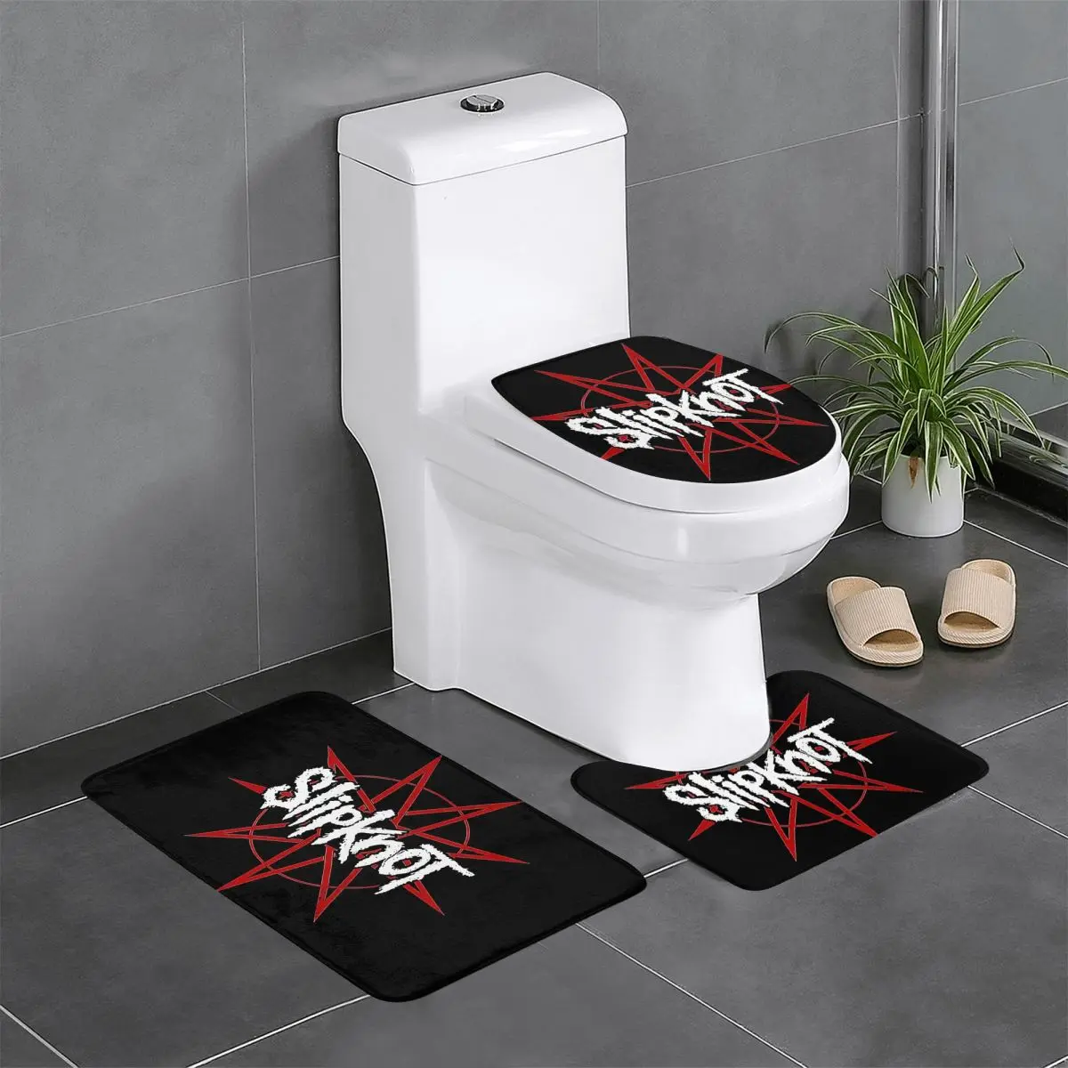 

Пользовательские Heavy Metal Rock Band Slipknots Наборы ковриков для ванной комнаты Нескользящие впитывающие 3-х предметные коврики для ванной и туалета Коврики