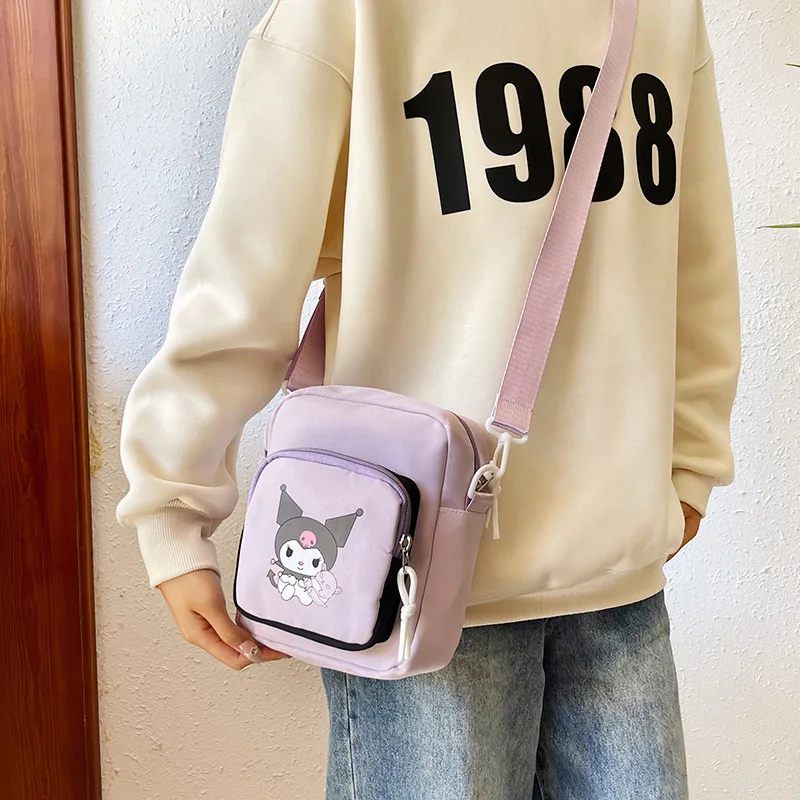 Petit sac carré mignon pour femmes et filles japonaises, sac à bandoulière polyvalent, rangement portable, imprimé de dessin animé, petit sac à dos à une épaule