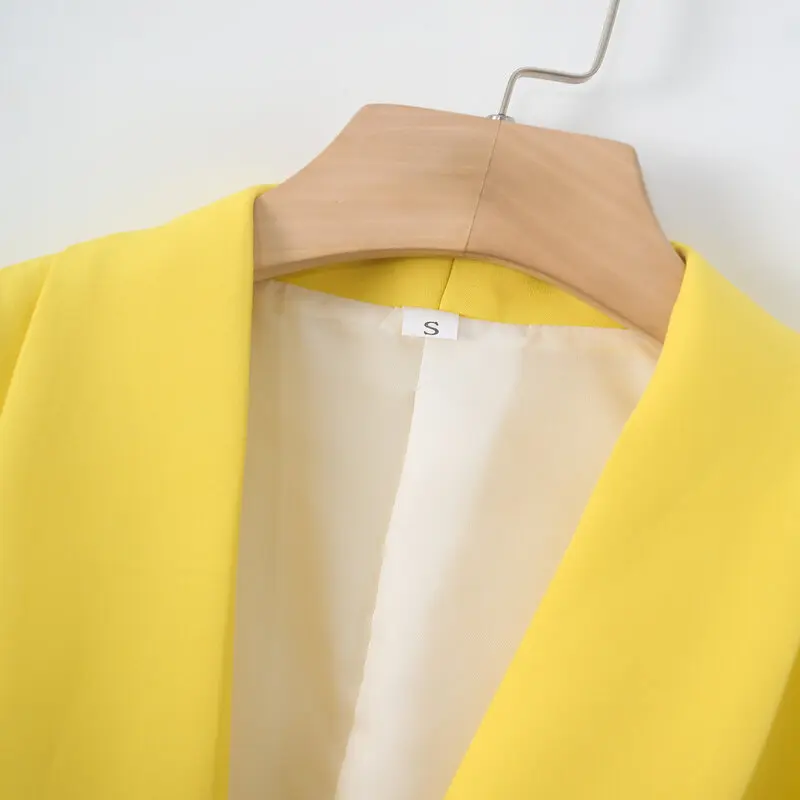 

Ele Yellow Beltl Svel Women's Vest 2024 Summer Faion Versatile Slimming Design Casual Chic Sle One Button