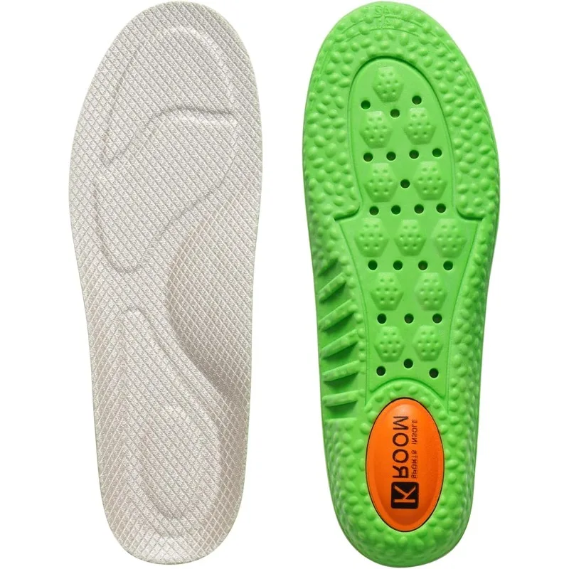 PU Breathable Memory Foam Insoles Sports Shock Absorption Insole Green Arch Support Orthopedic Shoes Pad for Men Women Feet Care