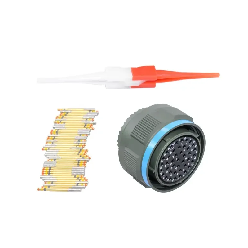 D38999/26FE6PN connector, round pins, 6 positions crimped into ST cable, installed at 6 terminals, 1 port