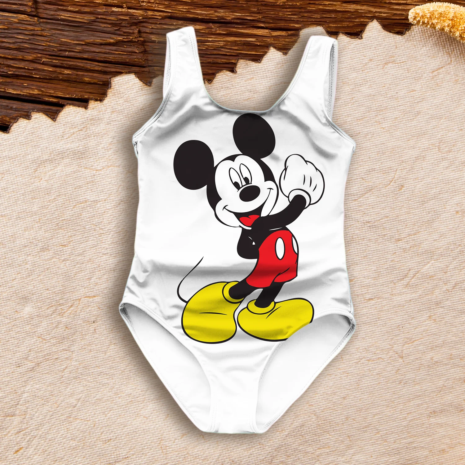 Disney Mickey Mouse And Minnie Cartoon Illustration 3D Printing Summer Swimsuit Cute Style Girls Beach Trip Clothes