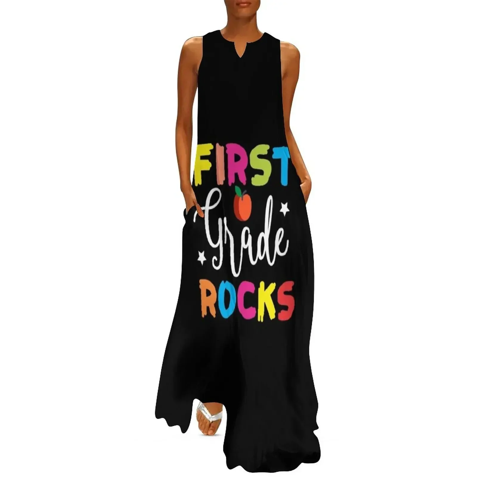 

1st Grade Class Student Teacher Trendy Back To School Gift - First Grade Rocks Long Dress dresses with long sleeves Dress