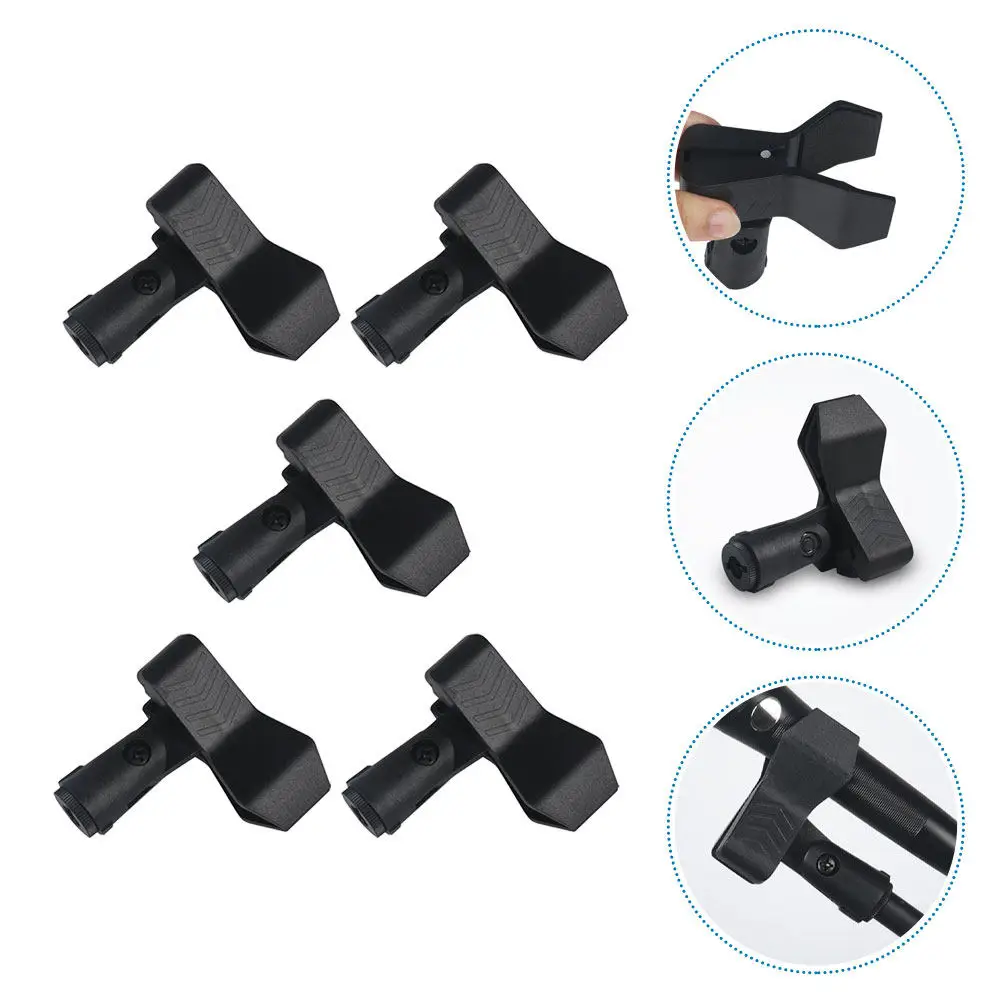 

5Pcs Universal Microphone Clips Professional Mic Holder Clip for Condenser Dynamic Mics Easy Fix Sturdy Plastic Build Reliable