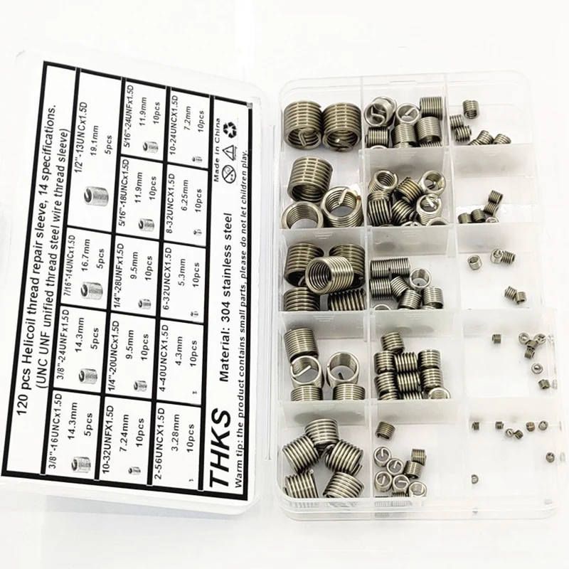 ABRE-120Pcs For (UNC UNF Unified Thread Steel Wire Thread Insert) Thread Sheath