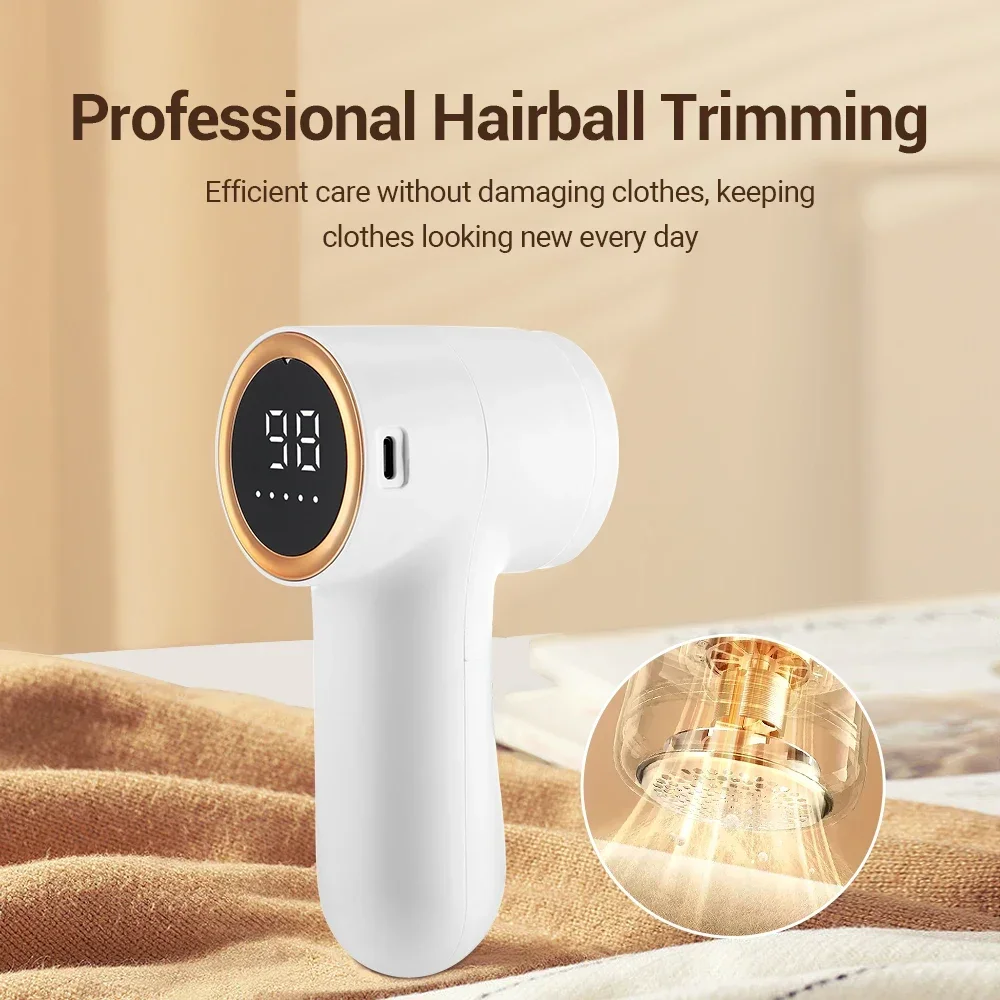 Electric Hairball Trimmer Mini Convenient 6 Blade Cutter Head Smart LED Display Power Type-c Laundry Cleaning Sofa Home Travel