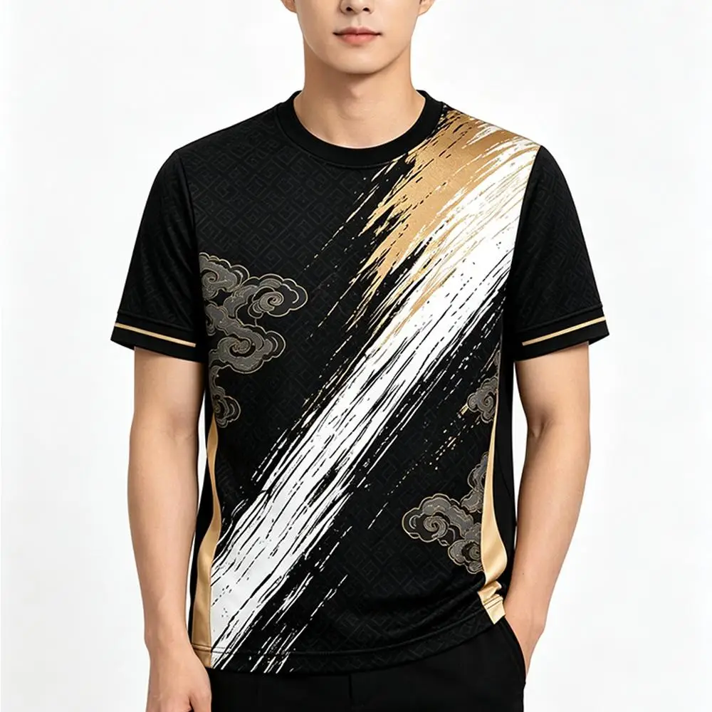 2026 New Korean Vintage Cloud Print Soccer Jersey Men Breathable Quick Dry Soccer Training Uniform Men's And Women's Casual Top