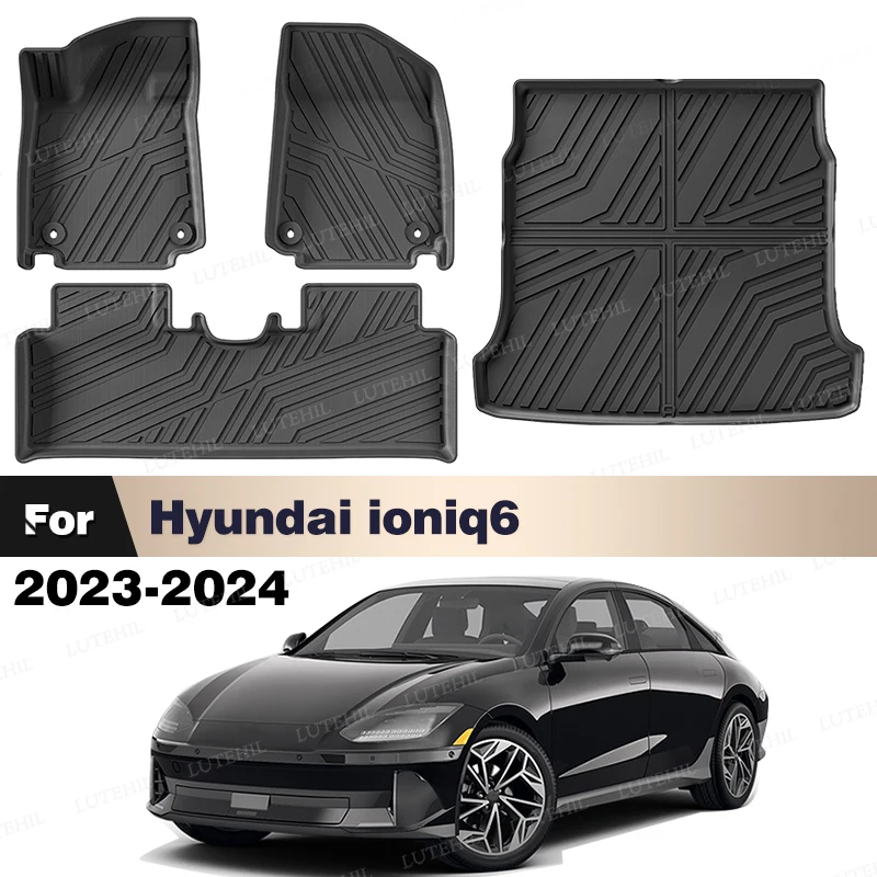 

LUTEHIL For Hyundai ioniq6 2023-2024 All-Weather TPE Floor Mat Trunk Mat Carpet Cover Automotive Interior Accessories