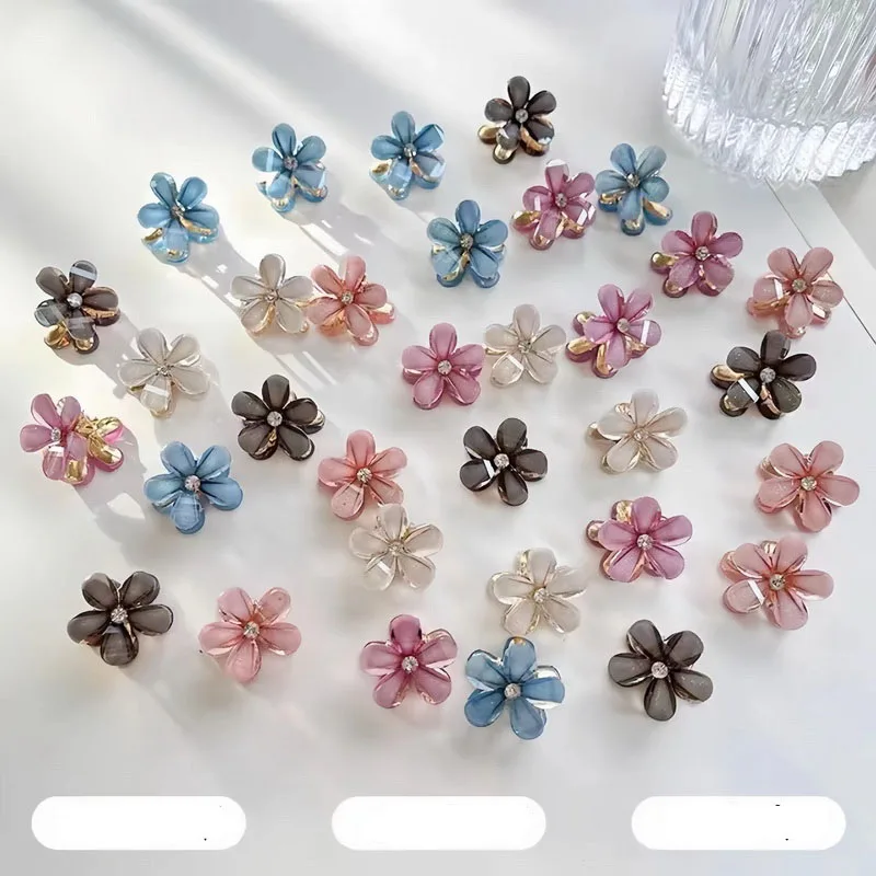 12pcs/set Small Flower Hair Claw Clip For Women Mini Pearls Hairclip Girl Braided Hair Hairpin pink bangs hair pins accessories