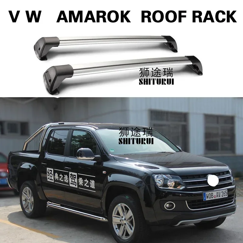 For VOLKSWAGEN amarok 2010-2020 roof rack roof bar car special aluminum alloy belt lock Led shooting basic model Double Cab