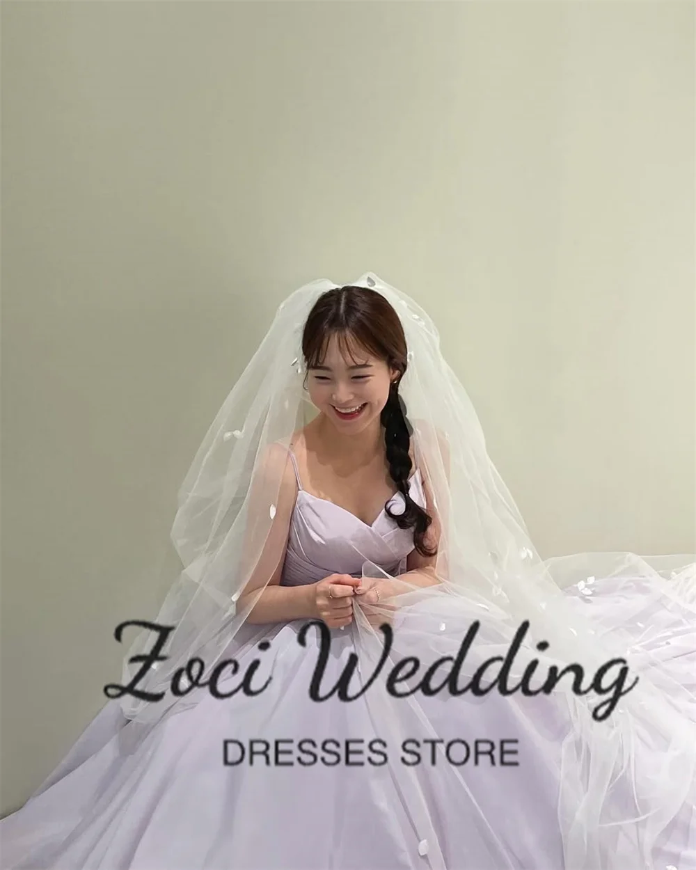 Zoci elegante com decote em v vestidos de noite sem mangas alças espaguete ocasião especial vestido de festa personalizado vestidos de casamento da coreia