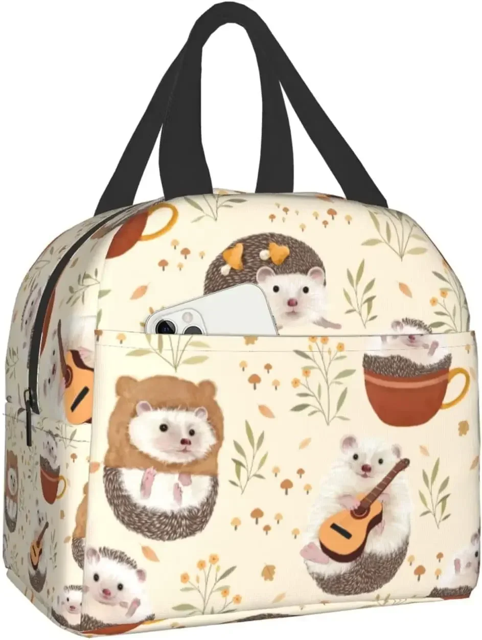 

Hedgehogs Insulated Lunch Bag Women Lunch Box for Men Portable Cooler Tote Bag for Work Picnic Trave