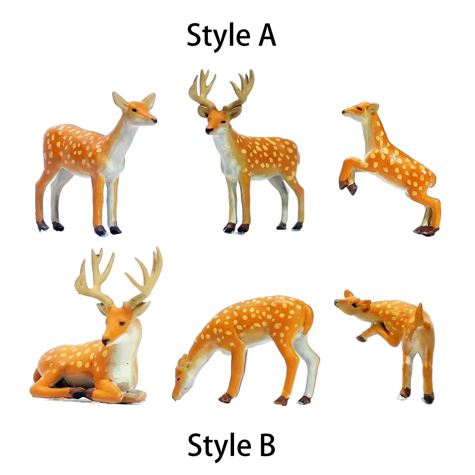 3 Pieces 1/64 Miniature Statue Cake Topper Decor Party Supplies Deer Figurine for Dollhouse Decor Desk Decor Projects Decor