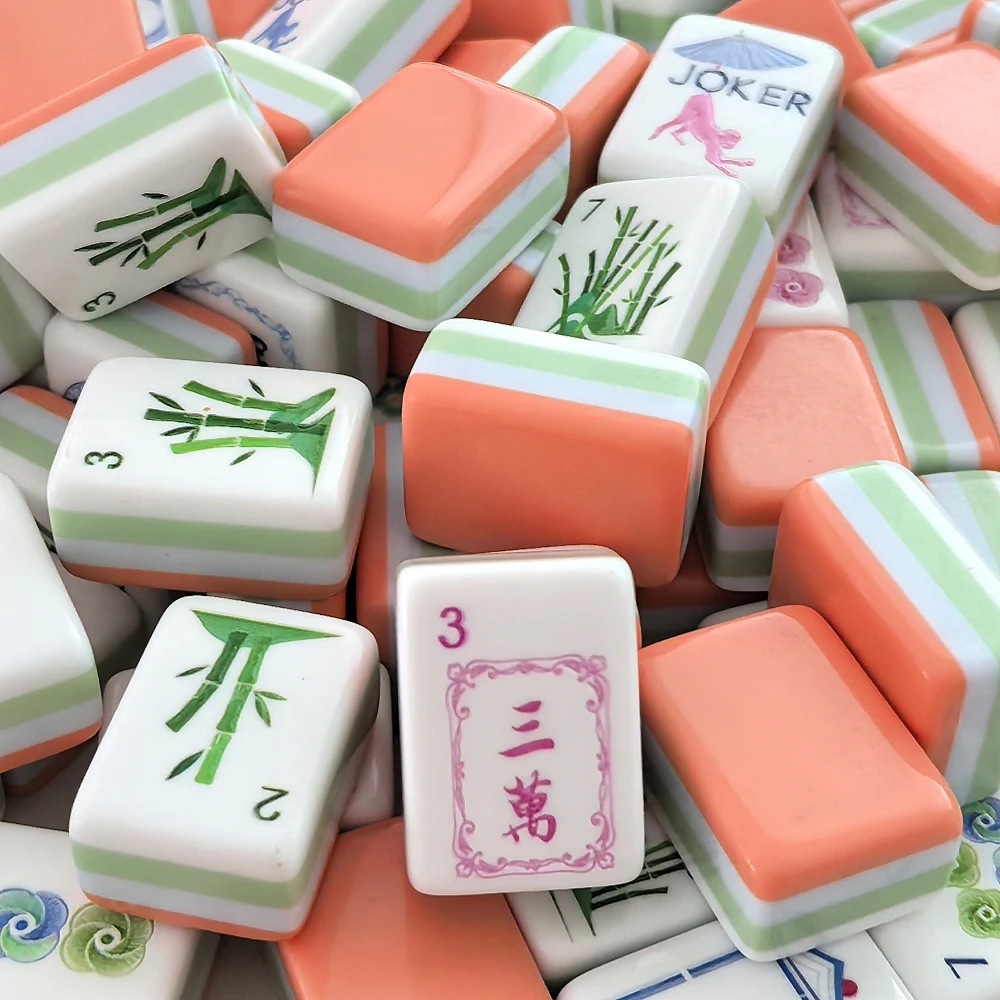 Board Game Mahjong - Lokaler Lagerbestand: Korallenoranges Luxus-Mahjong-Set aus Acryl
