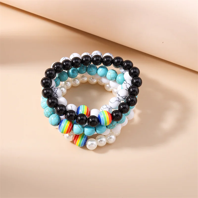 5 Stück/Set, modische, handgefertigte Armbänder mit türkisfarbenen Perlen für Damen und Mädchen, ideal als Schmuckgeschenk für Partys und Festivals. – Detail 6