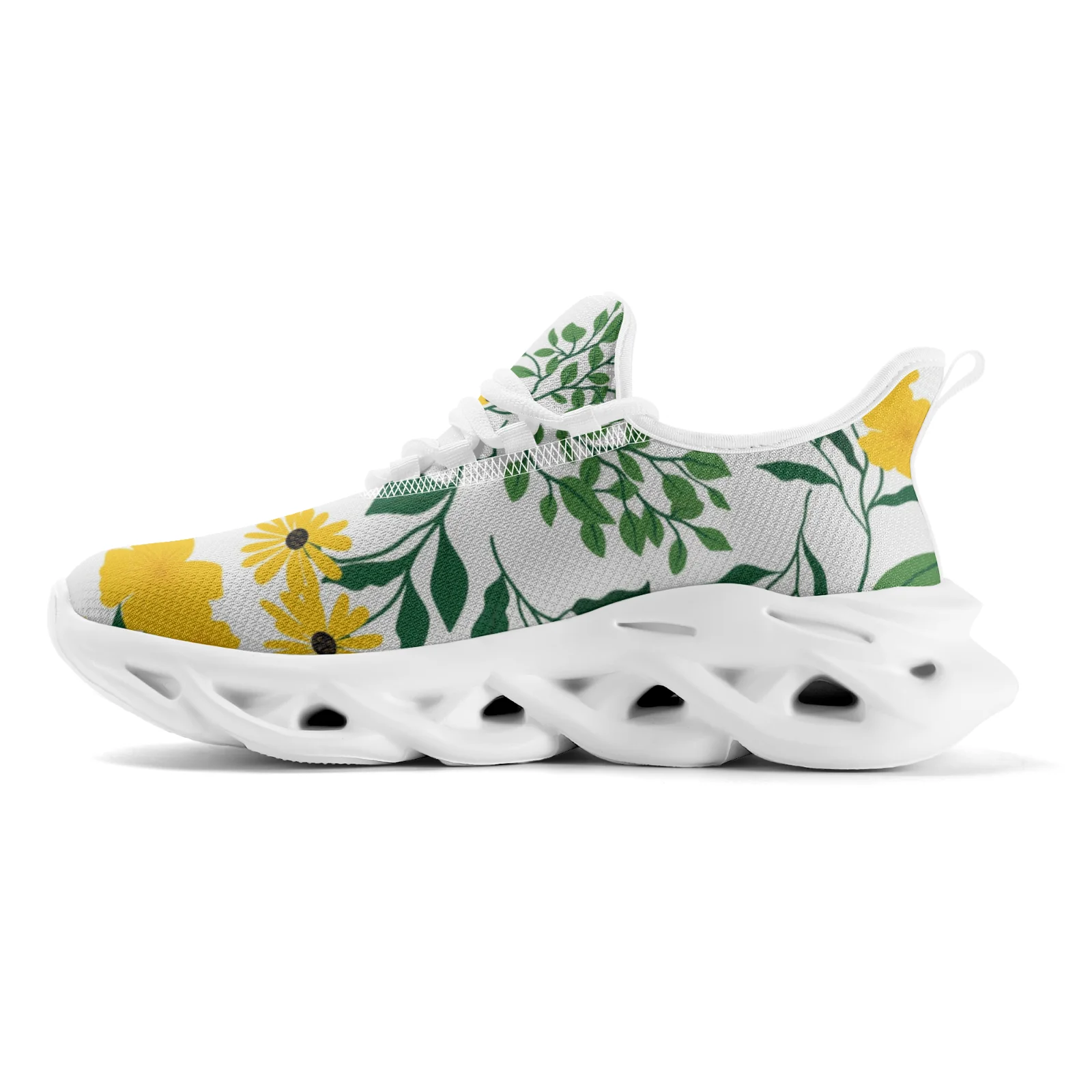 Zapatillas de deporte informales con estampado Floral de girasol para mujer, zapatos ligeros para caminar, calzado deportivo para correr para mujer, talla EU36-48