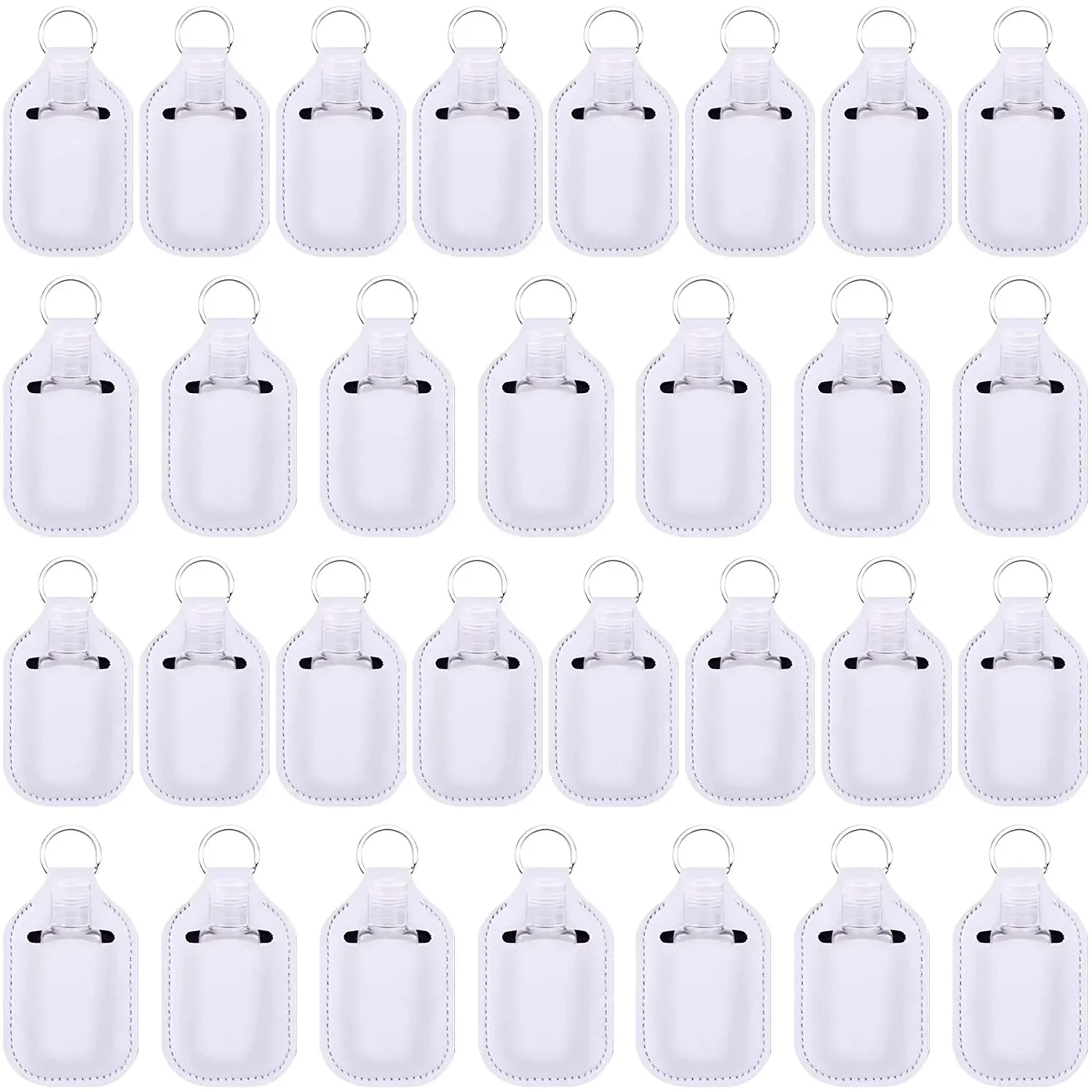 30set Empty Travel Size Hand Sanitizer Bottles with Keychain Holder Backpack Purse Pendant Black White Key Chains Accessories