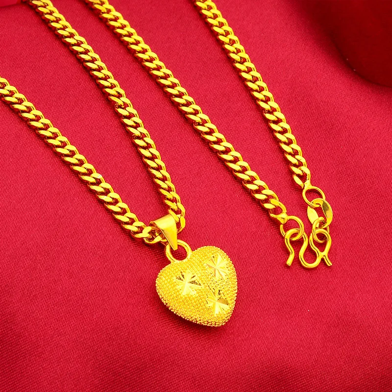 Liontin Hati Wanita Emas 24K AU999 - Eksklusif Wanita, bentuk hati bulat halus, kilau emas 24K yang hangat, garansi AU999