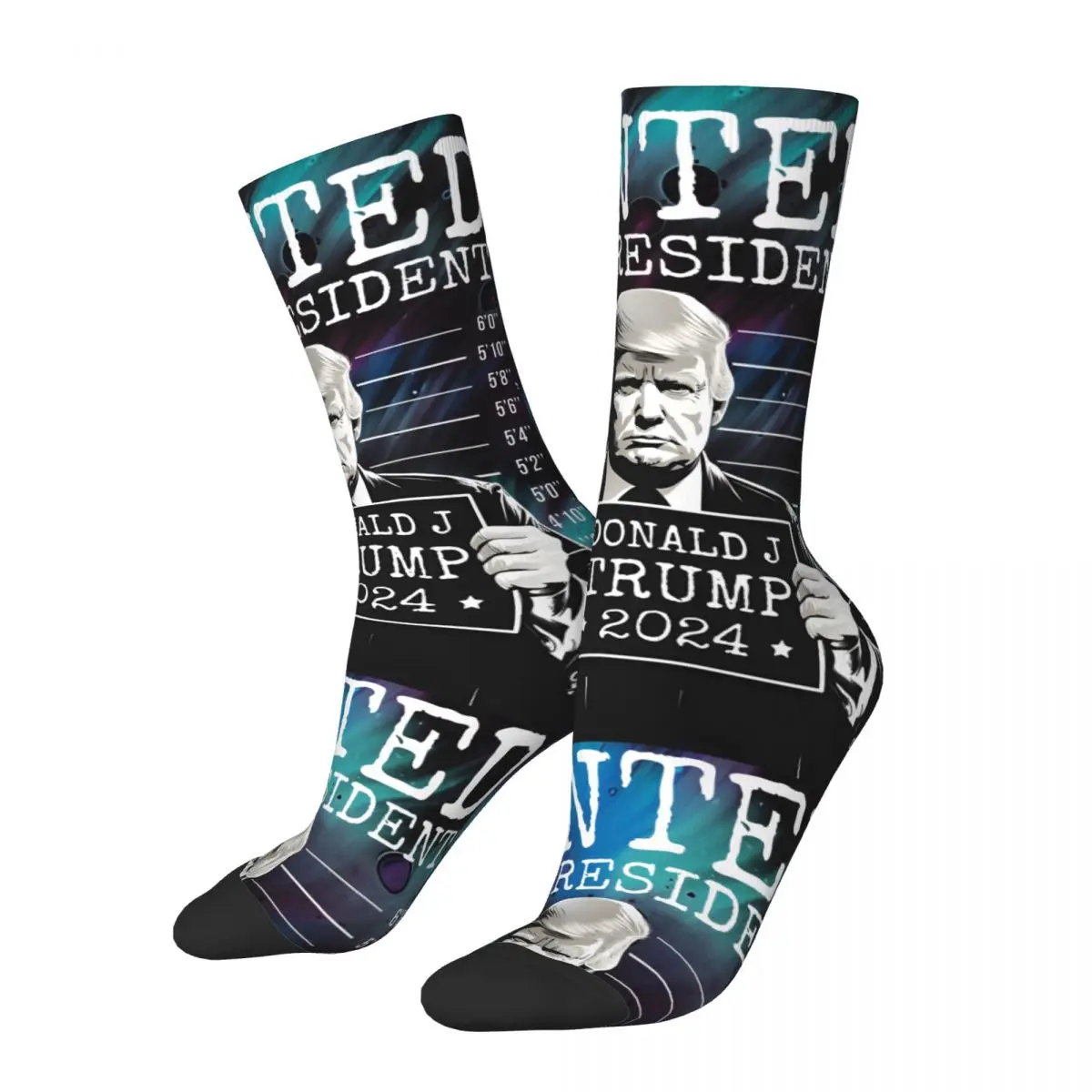 Funny Crazy compression Wanted For President 2024 Donald Trump Sock for Men Hip Hop Harajuku I support trump Happy Quality