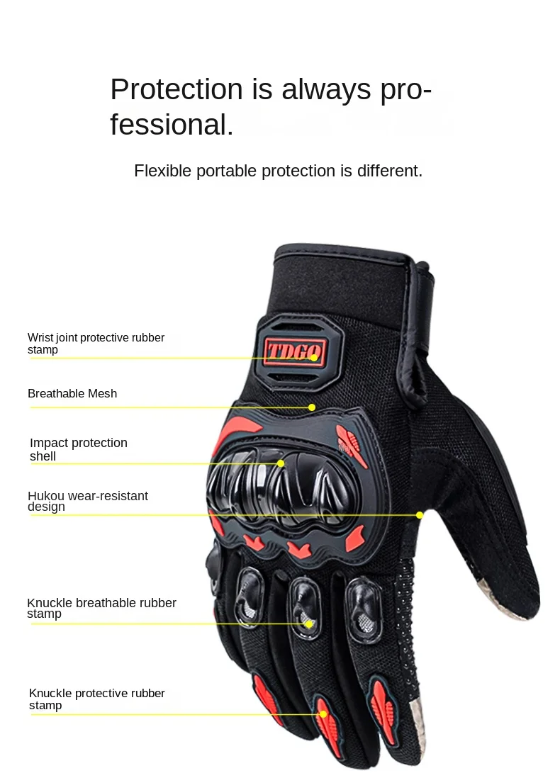 Sommer Motorrad Atmungsaktive Vollfinger Handschuhe Leder Schutzausrüstung Dirt Bike Sport Racing Reithandschuhe – Detail 7