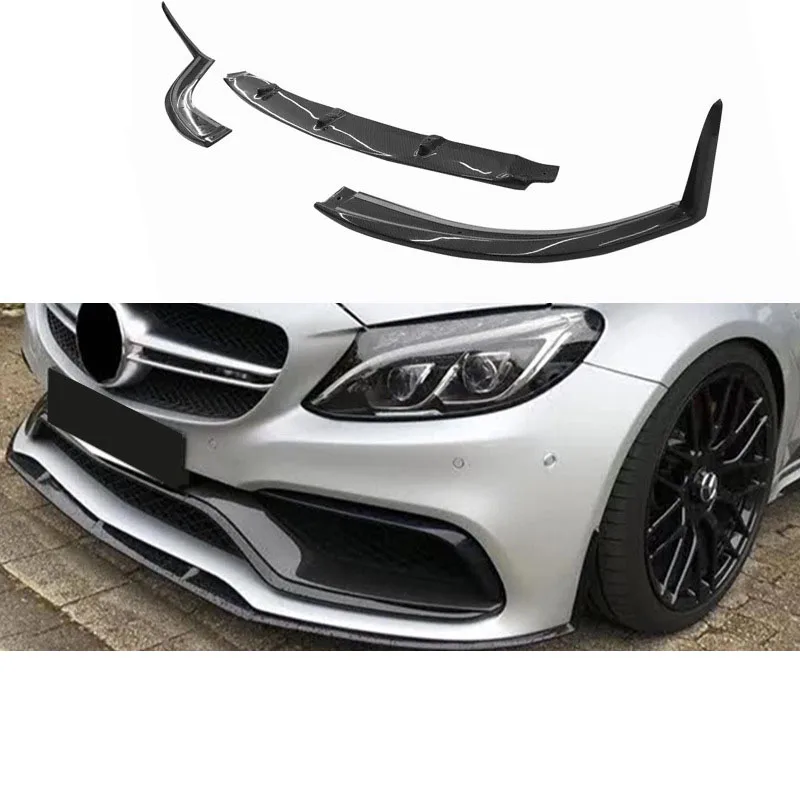 

Suitable for Mercedes-Benz W205 C63 carbon fiber front lip three-section front splitter car accessories body kit