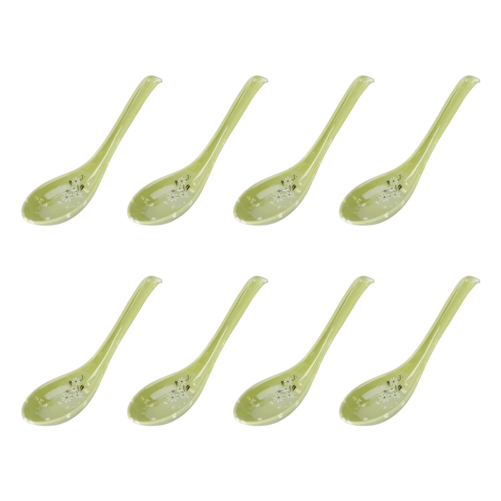 

8Pcs Heat Resistant Soup Spoons Long Handle Imitation Ceramic Hook Design Anti Slip Mixing Spoon for Cooking Stirring Catering