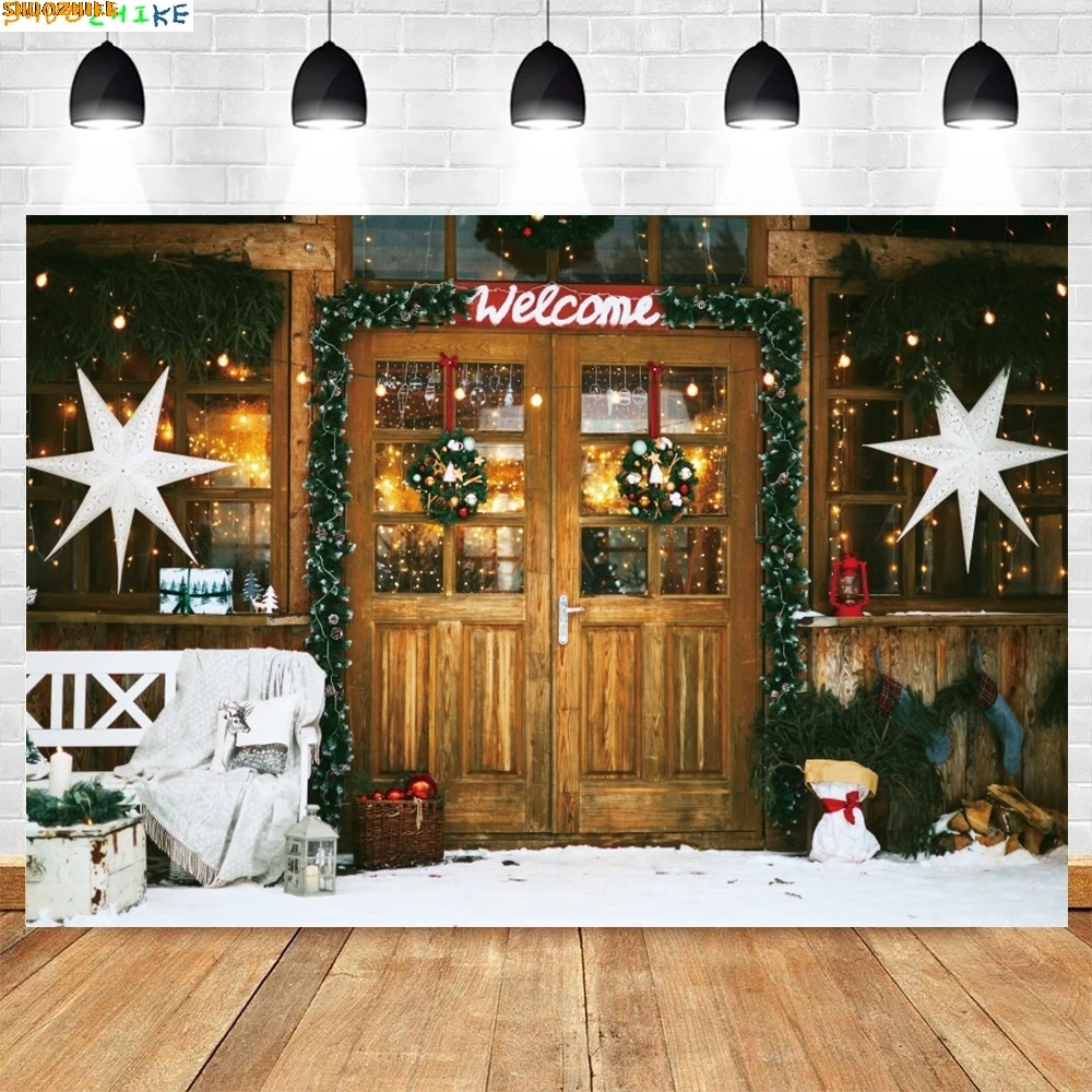 

Christmas Day New Year Party Photography Backdrops Prop Window Living Room Interior Xmas Tree Snow Theme Photo Background BG-37