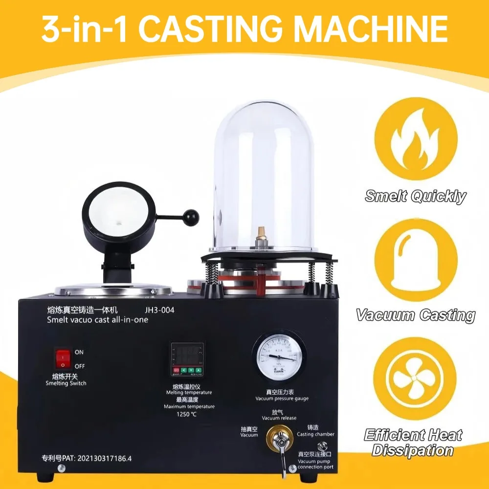 

3-in-1 Jewelry Vacuum Casting Furnace JH3-004: 110V/220V, Digital Display - 2L 2KG Gold/Silver Melting & Refining Tool