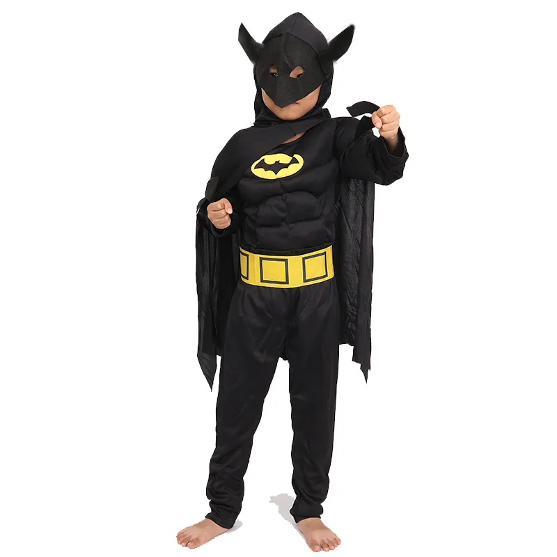 Kids Bat Cosplay Jumpsuit Hero Costume Suit with Cape Mask Men Superhero Wayne Cosplay High quality Halloween Carnival Party