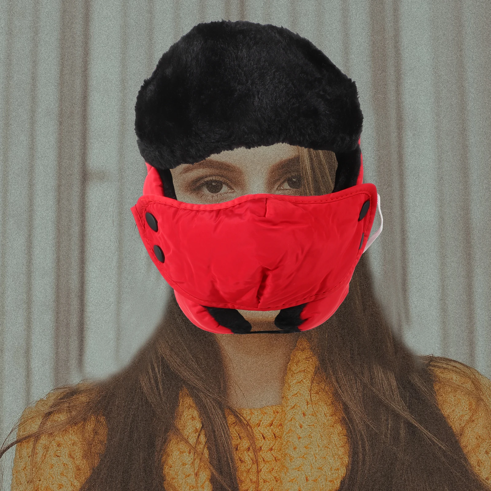 

Winter Trapper Hat Grey Earflap Ski Mask Hood Durable Lightweight Warmth Water Resistant Buckle Fixing