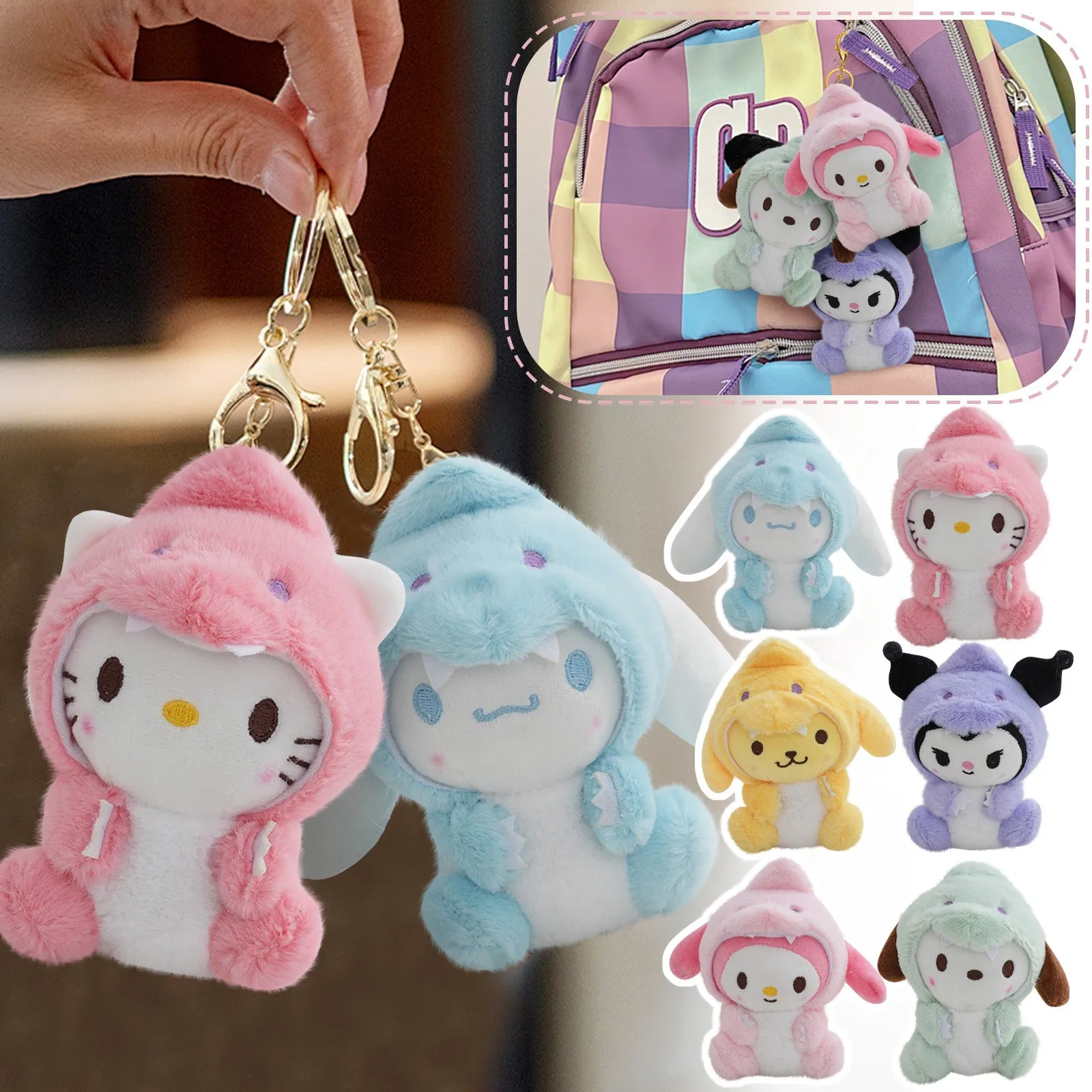 

Kawaii Sanrio Anime Split Kulomi Melody Split Series Doll Cartoon Pochacco Cinnamonroll Doll Bag Pendant Children'S Plush Toys