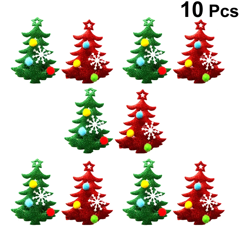 

10Pcs Holiday Themed Pet Hair Clips, Christmas Tree Shape Dog Cat Barrette, Fashion Bowknot Accessory with Metal Clip, Mixed