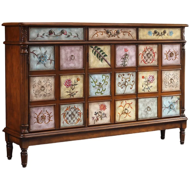 

American shoe cabinet, multi-layer storage at the door of the home, modern and simple solid wood porch cabinet