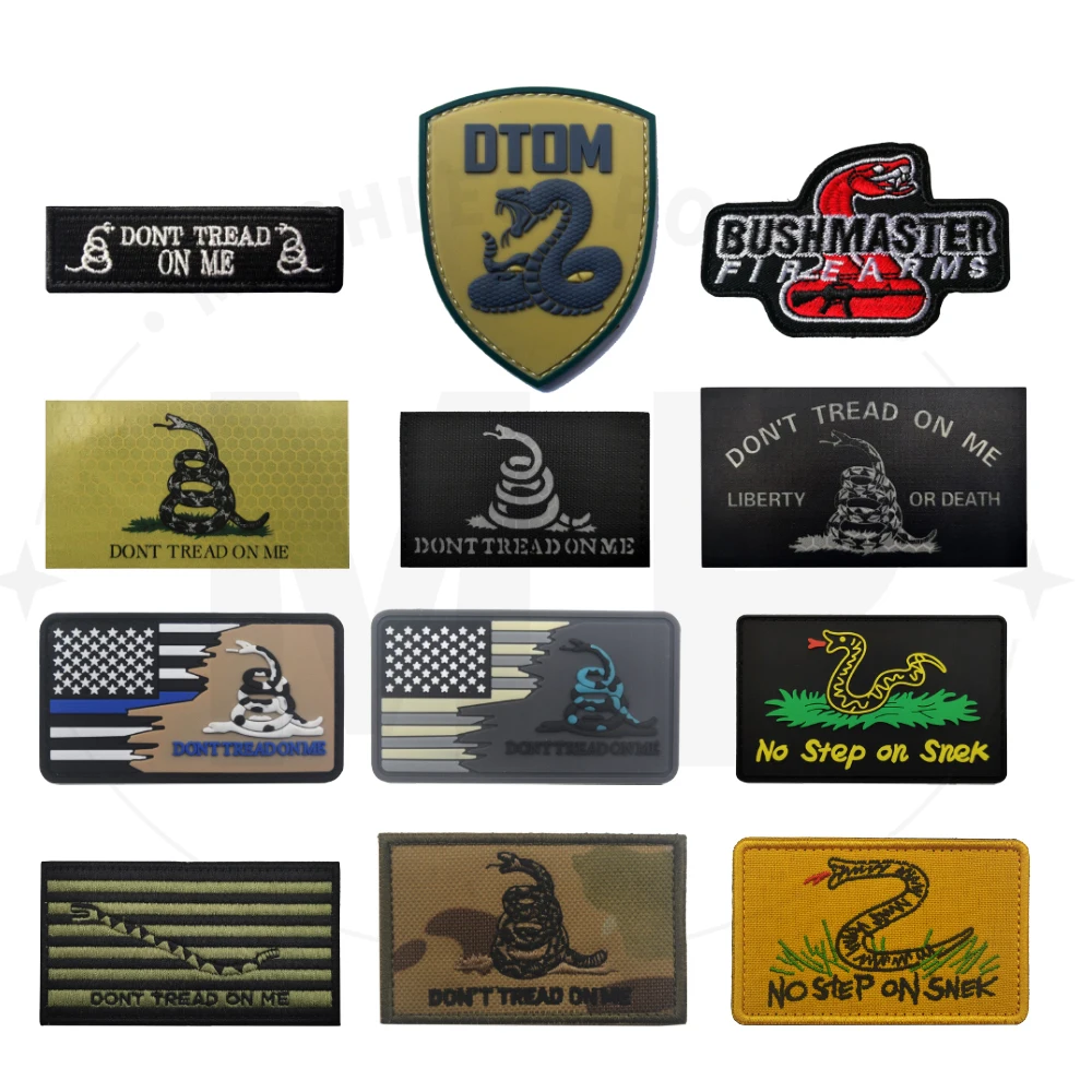 D'T'O'M Armband Gadsden Flag Embroidery Patch With Hook&Loop Noctilucent PVC Backpack Accessories Rattlesnake Excavator Pattern