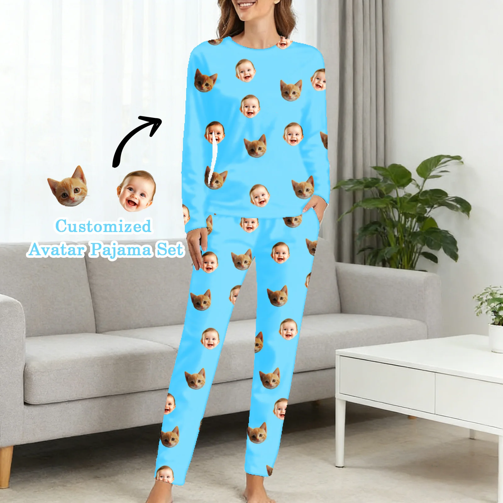 

Custom Pet Face Pajamas Personalized Photo Matching Family PJs