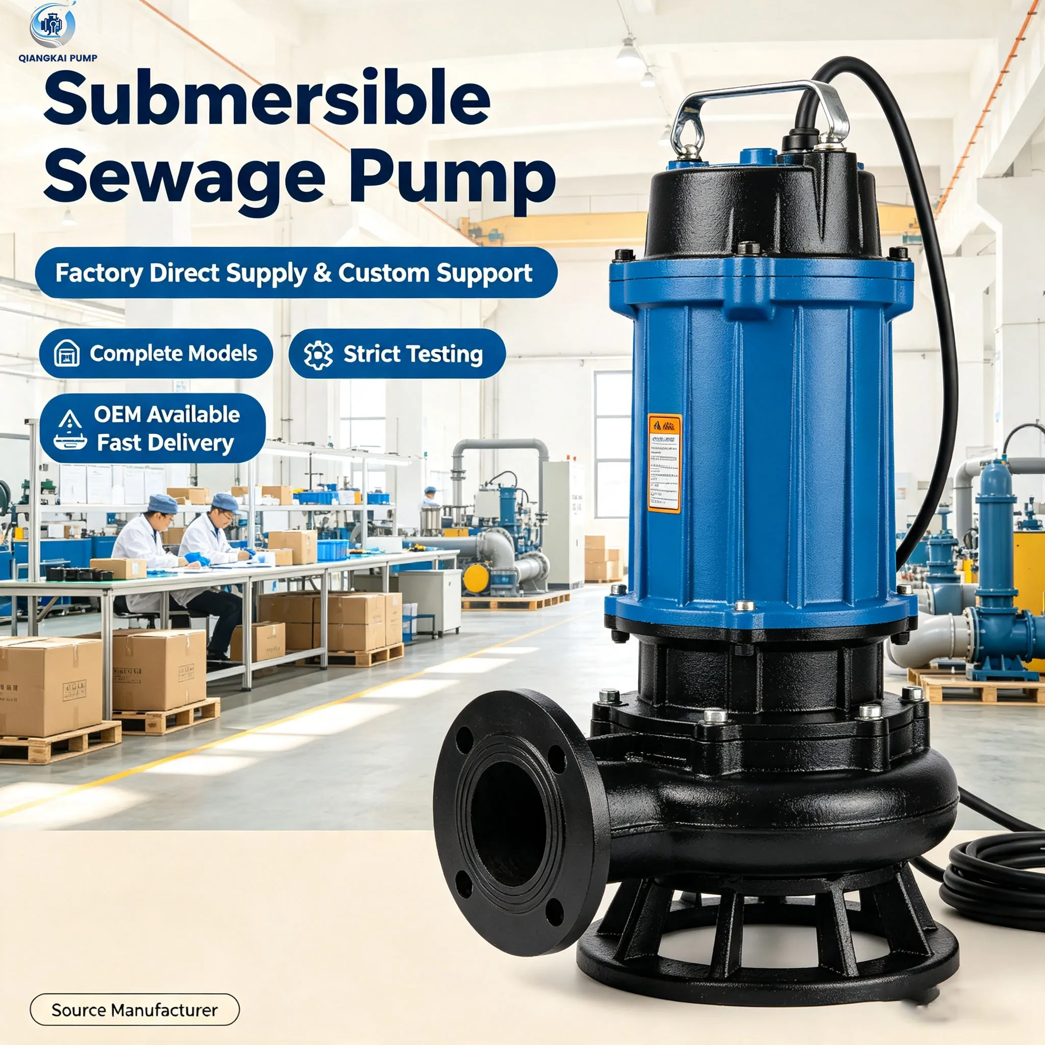 Customizable Submersible Sewage Pump From Manufacturer, OEM Accepted Fast Shipment Sewage Discharge Submersible Pump