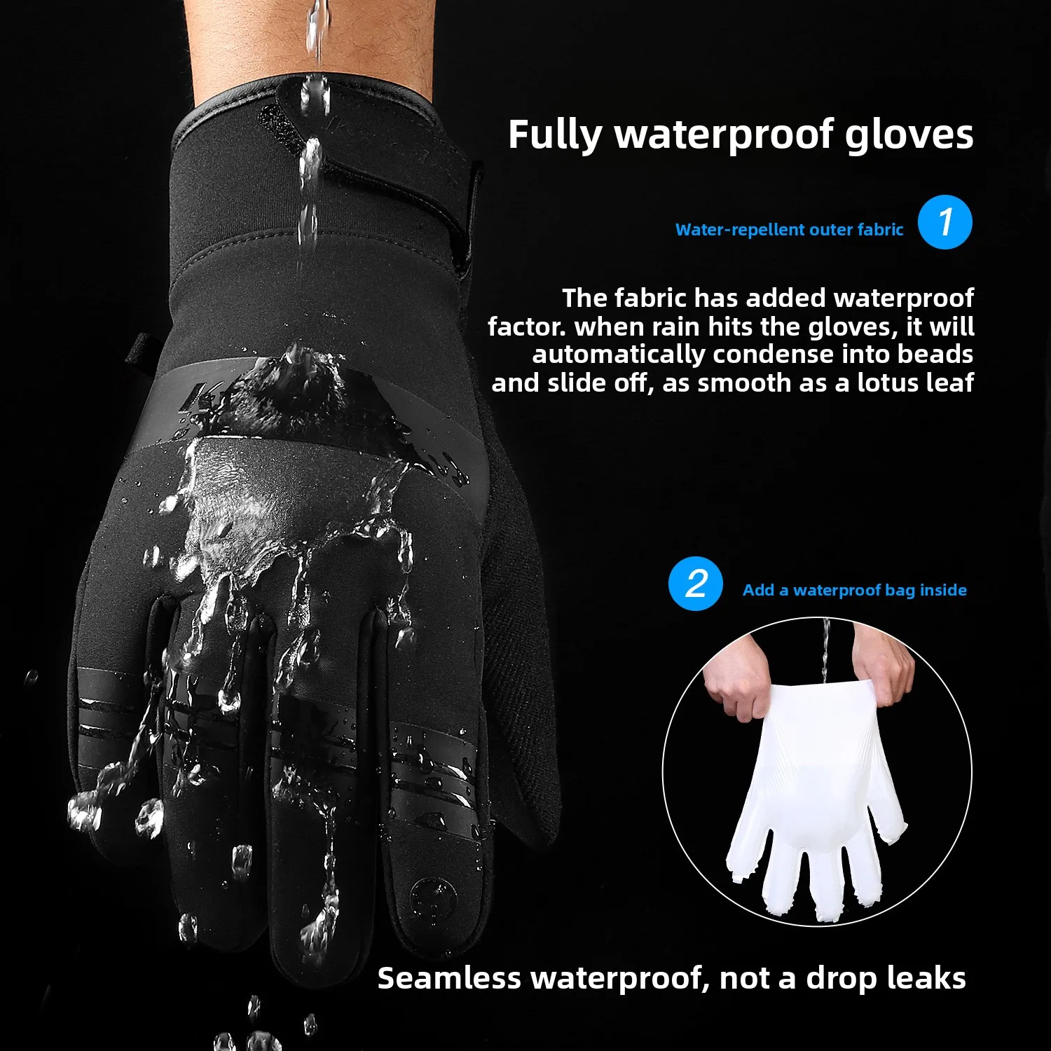 

Outdoor sports warm skiing plus velvet and thickened 3M cycling gloves for men and women with touch screen