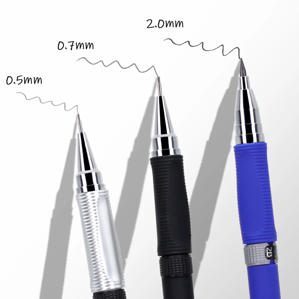 0.5/0.7m/2.0mm Mechanical Automatic Pencil Set, Anti Slip and Comfortable Grip, for Students Daily Writing and Sketch Painting