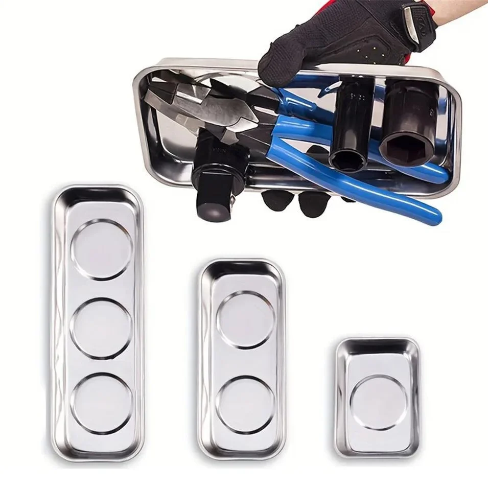 Round /Square Magnetic Bowl, Durable with Magnetic Stainless Steel Parts Tray for Easy Access and Prevention of Parts Loss