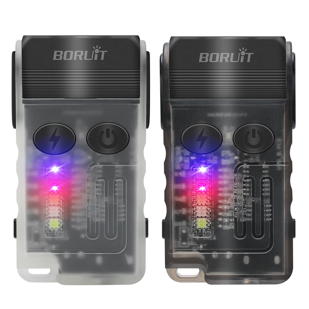 BORUiT V20 LED-Taschenlampe Schlüsselanhänger 180 ° Rotation UV Magnetische Beep Clip USB-C Wiederaufladbare Camping Angeln Taschenlampe Alarm Notfall 3