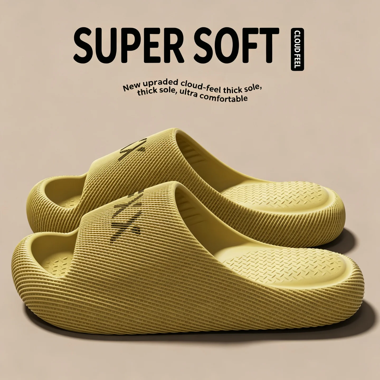 Damen- und Herren-Hausschuhe, dicke, weiche Sohle, rutschfest, „Cloud“-Design, schnelltrocknend, superweich, Badeschuhe, Hausschuhe für drinnen und draußen. – Detail 3