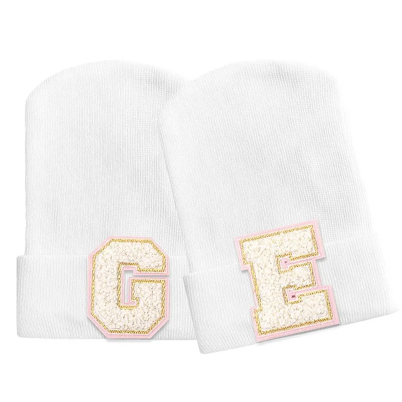 White Baby Hat For Newborn Cotton Hospital Hat Infant Girls Boys Cute Pink Letters Beanie Caps Kids Winter Stuff