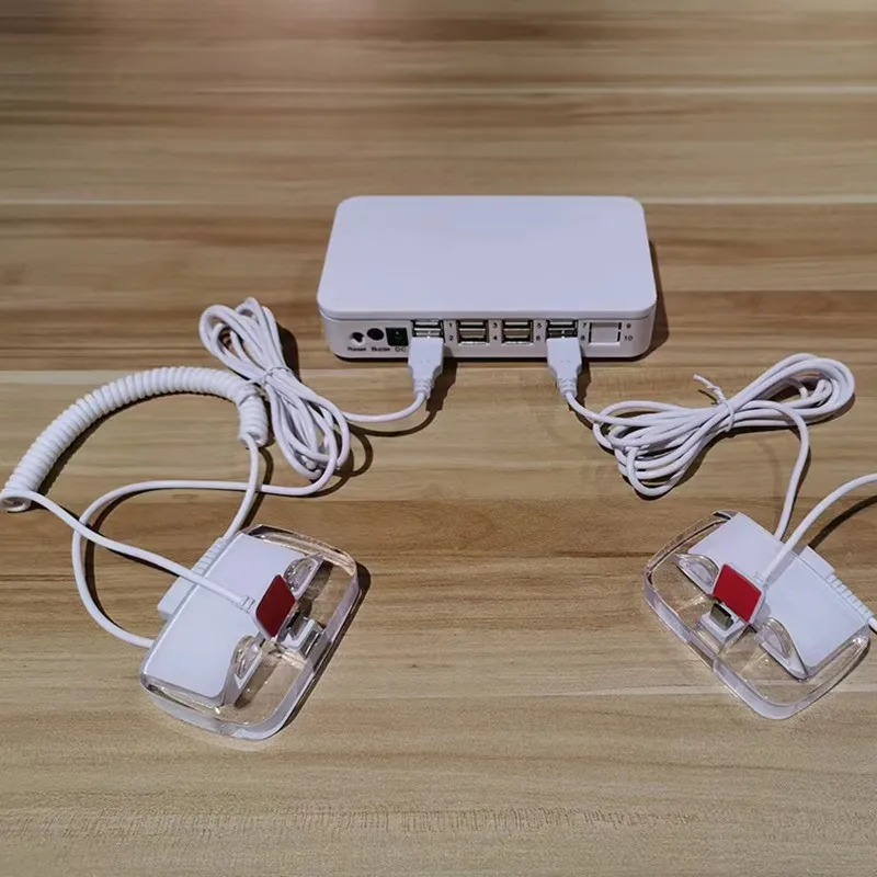 10 Ports Cell Phone Security Display Anti-Theft Alarm System with Acrylic Stand Rechargeable